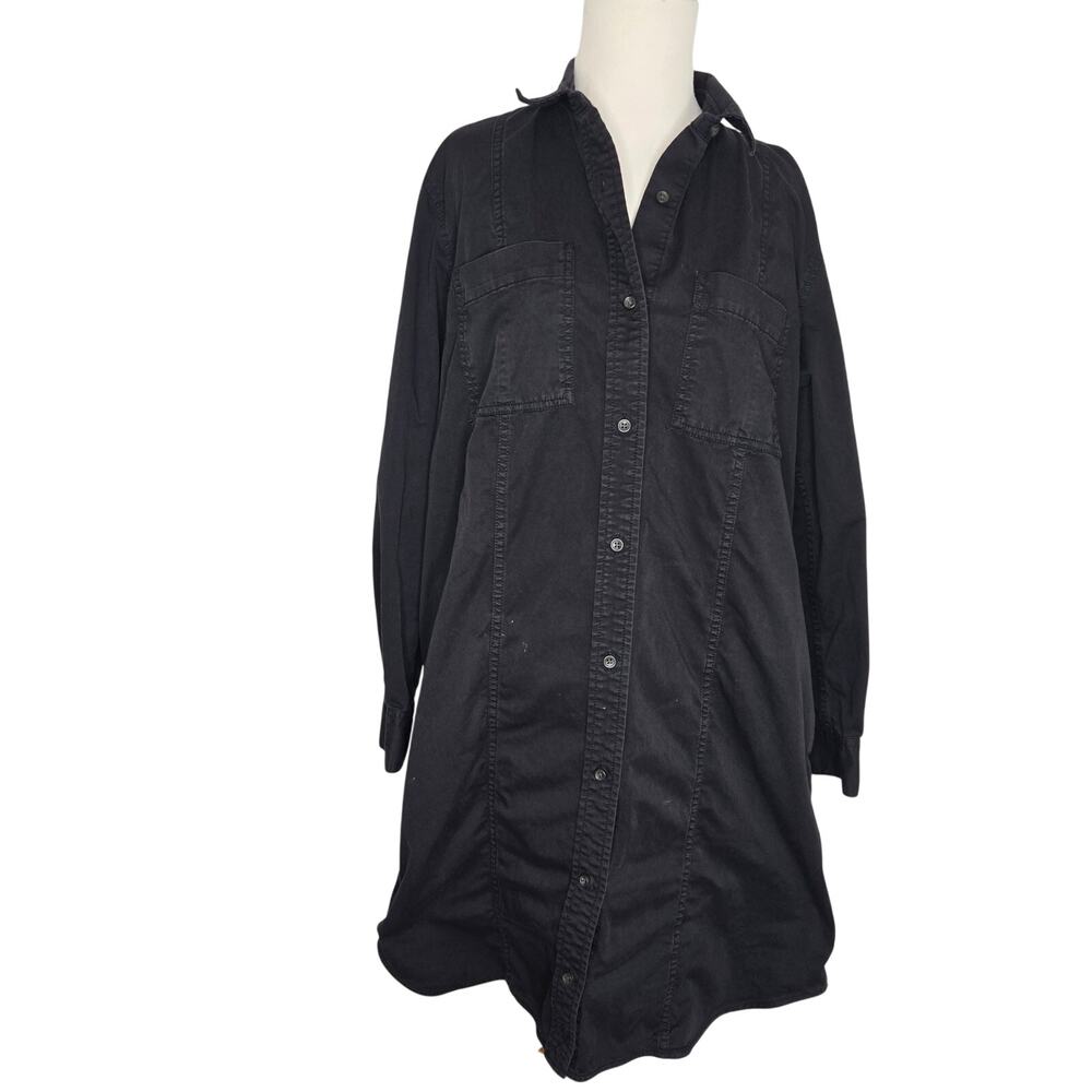 Everlane Women Minimalist Shirt Dress Black Cotton Work Basics Long Sleeve 12